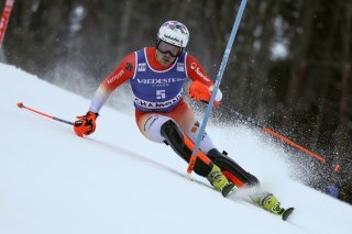 Daniel Yule en action lors du slalom de Chamonix